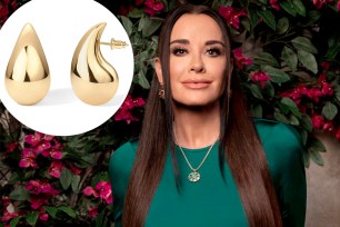 Kyle Richards with an inset of drop earrings