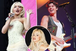 Sabrina Carpenter, Shawn Mendes, Camila Cabello split image.