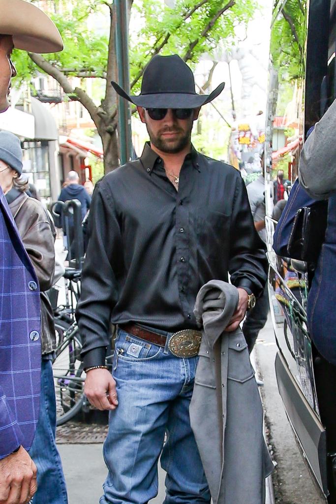 dan Banuelos looks sharp stepping out of The Bowery Hotel in New York City, with his girlfriend Bella Hadid for her Orebella launch in May 2024.