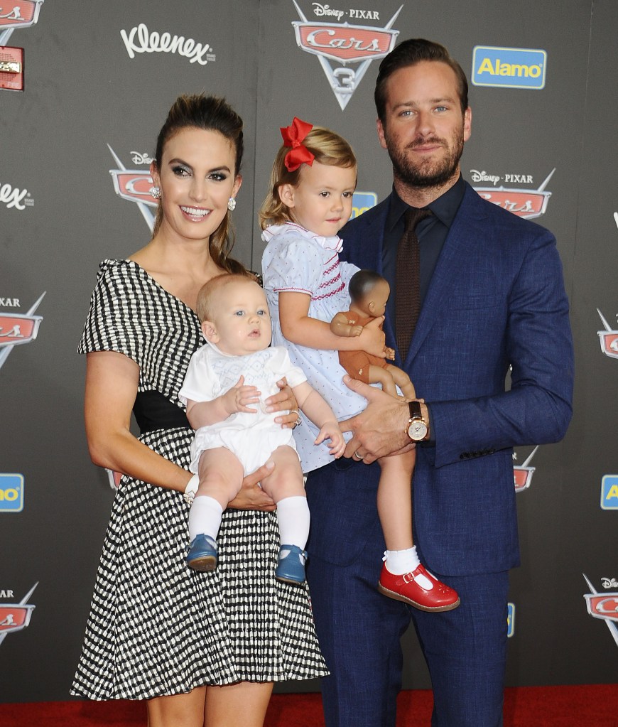 Elizabeth Chambers, Armie Hammer and kids at June 2017 "Cars 3" premiere