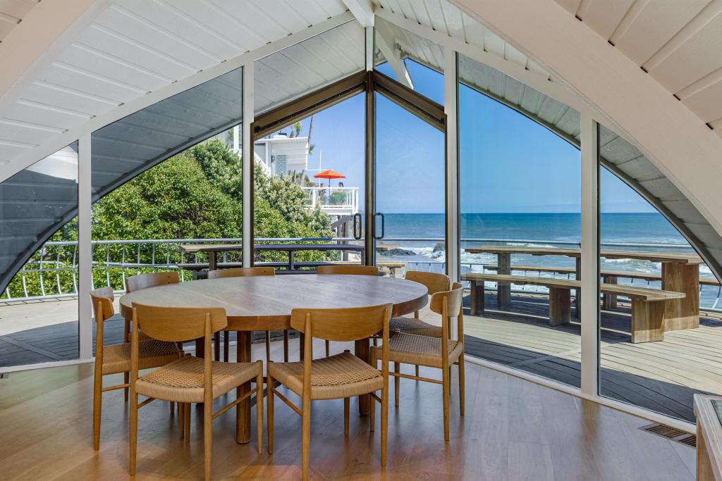 A breakfast nook inside the Wave House in Malibu, Calif. 