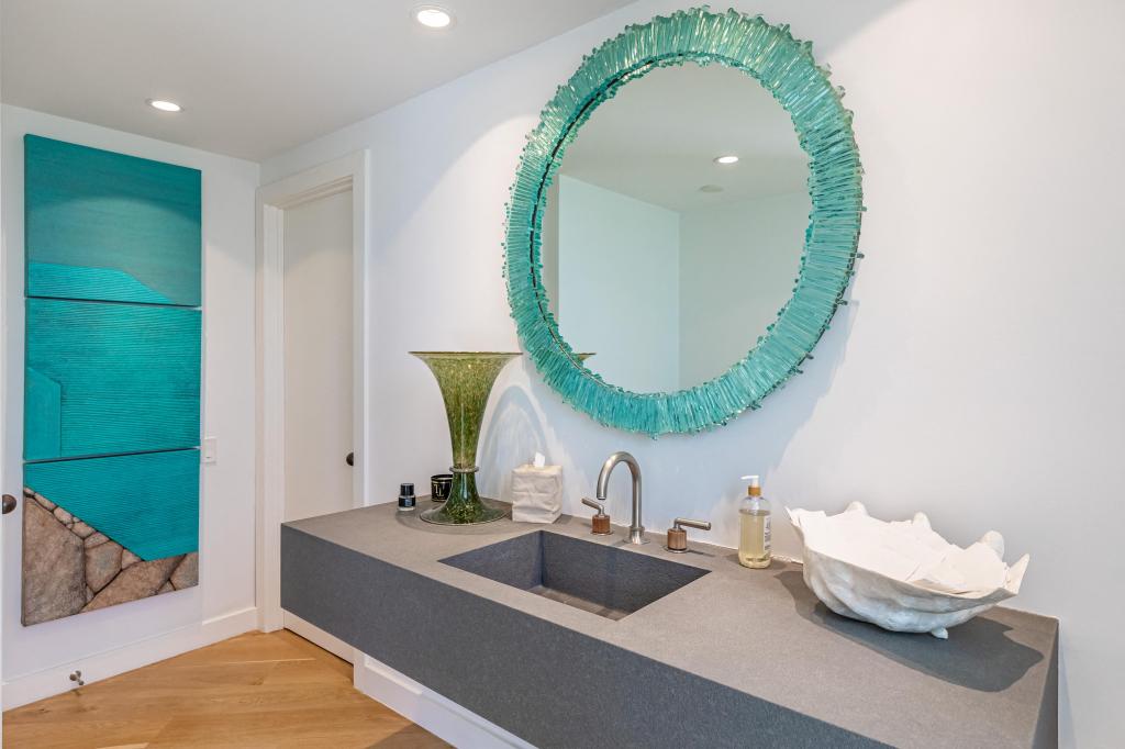 A bathroom inside the Wave House in Malibu, Calif. 