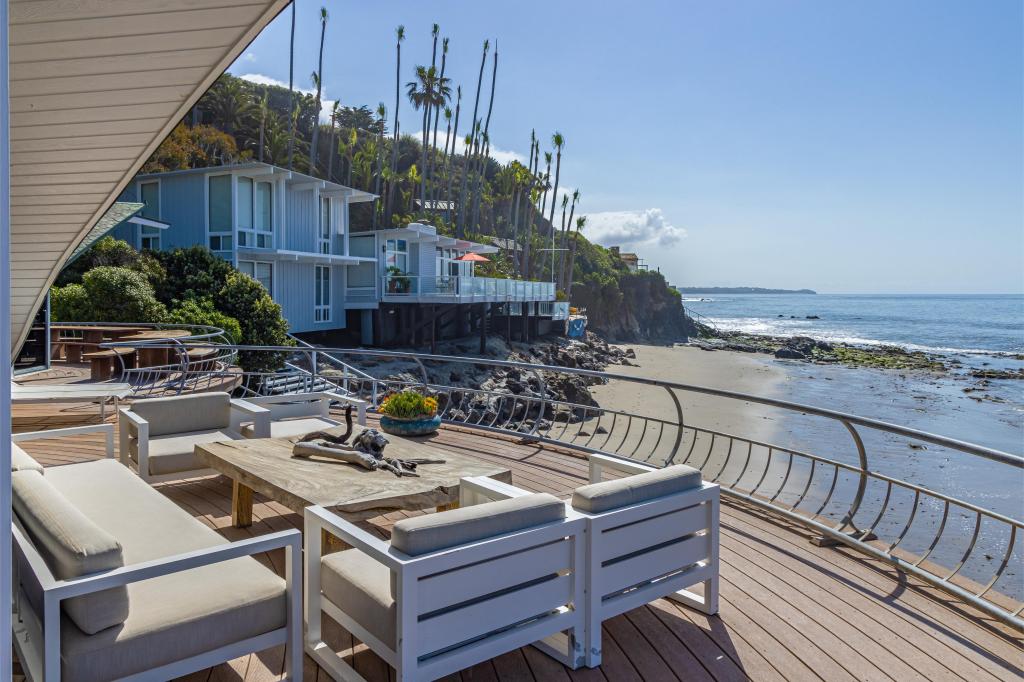 A terrace at the Wave House in Malibu, Calif. 