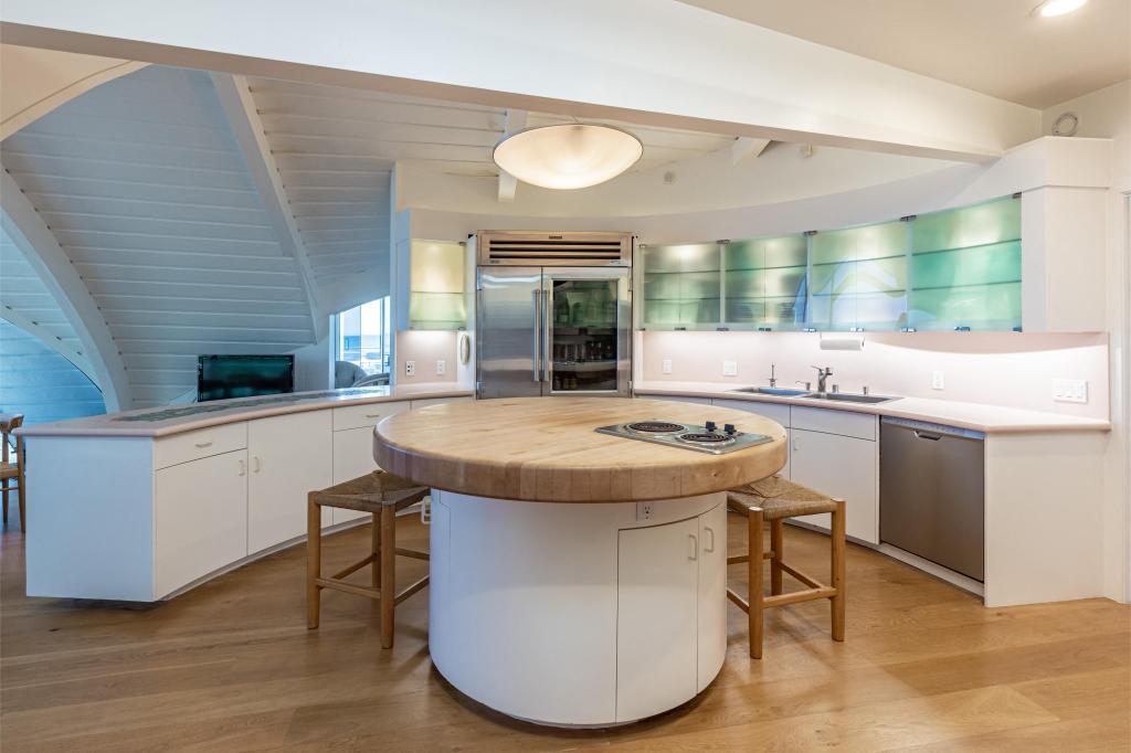 The kitchen inside the Wave House in Malibu, Calif. 