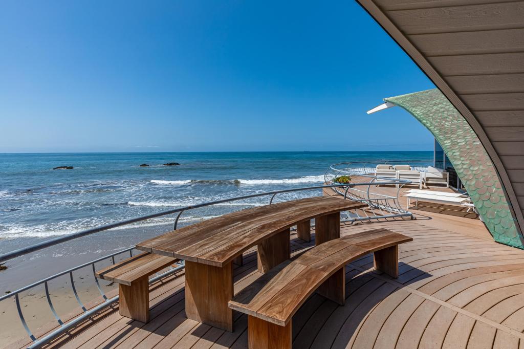 A terrace at the Wave House in Malibu, Calif. 